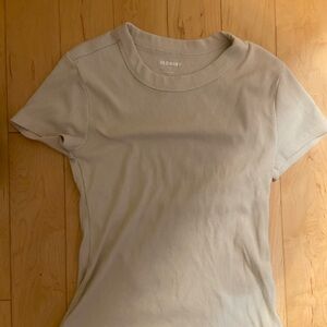 Old Navy Cream Fitted Short Sleeve Tee